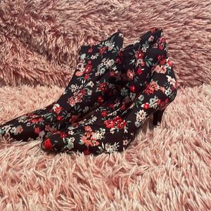 Floral fabric boots